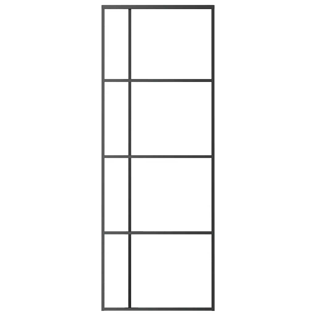 Vidaxl Porte coulissante 76x205 cm Verre ESG mate et noir en aluminium