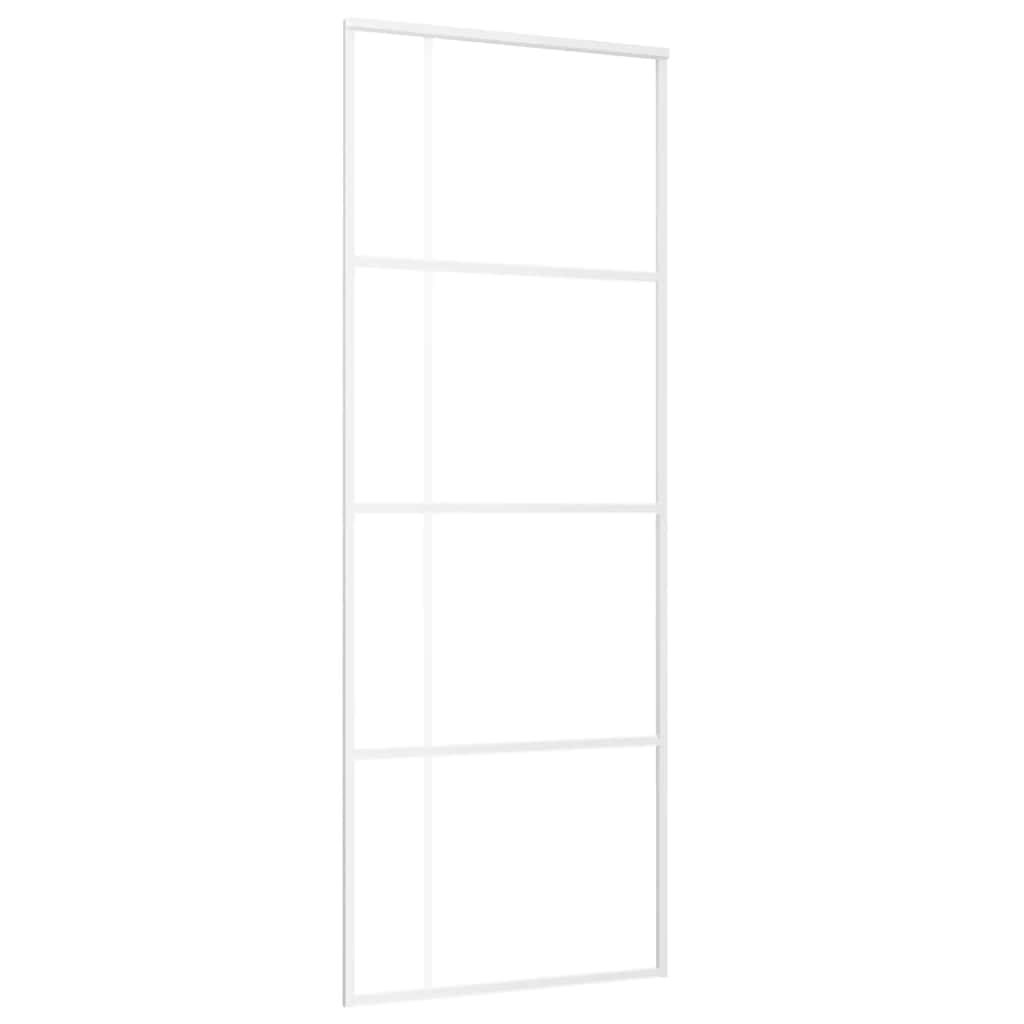 Vidaxl Porte coulissante 76x205 cm Verre ESG mate et aluminium blanc
