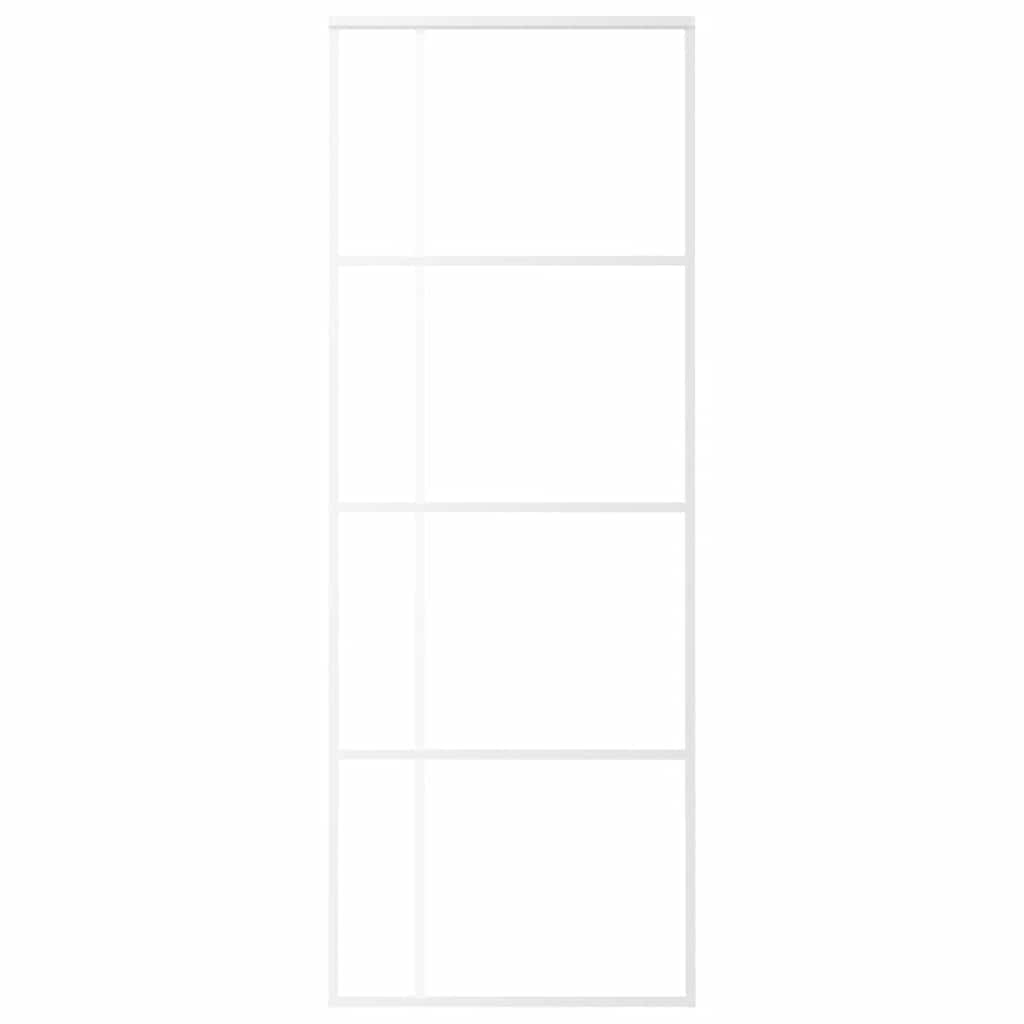 Vidaxl Porte coulissante 76x205 cm Verre ESG mate et aluminium blanc