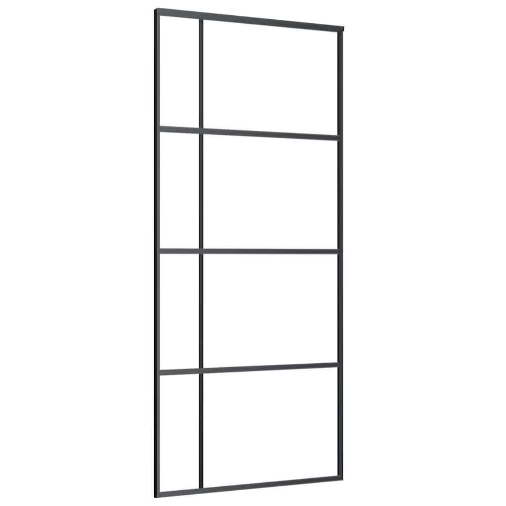 Vidaxl Porte coulissante 90x205 cm Verre ESG et noir en aluminium