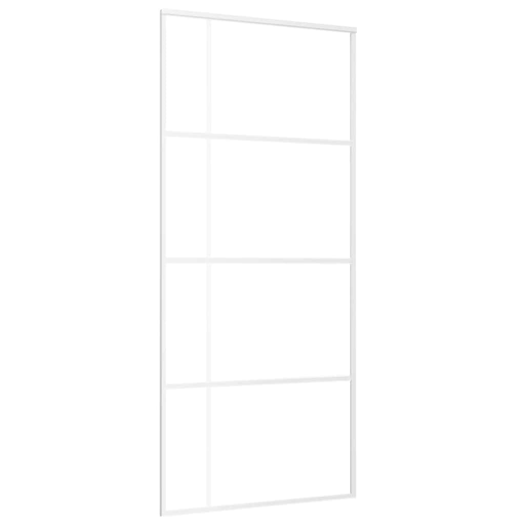 Vidaxl Porte coulissante 90x205 cm Verre ESG mate et aluminium blanc