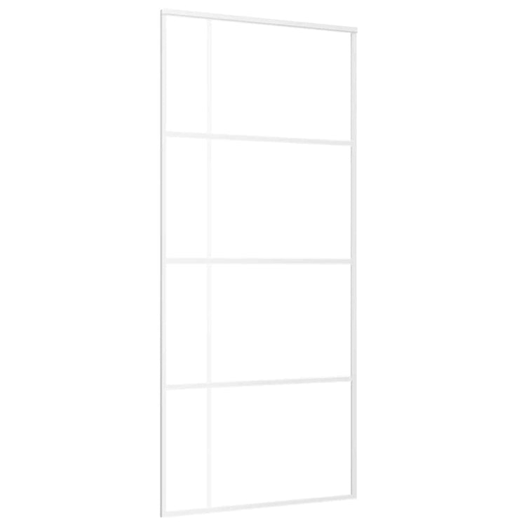 Vidaxl Porte coulissante 90x205 cm Verre ESG mate et aluminium blanc