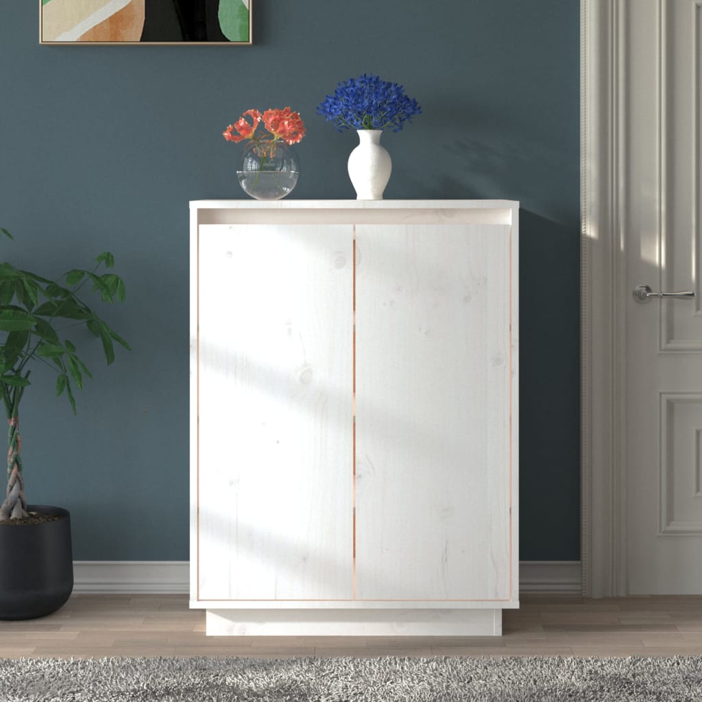 Armoire à chaussures vidaxl 60x35x80 cm en pin massif blanc