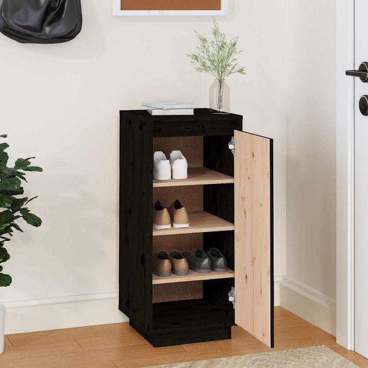 Armoire à chaussures vidaxl 35x35x80 cm en pin massif noir