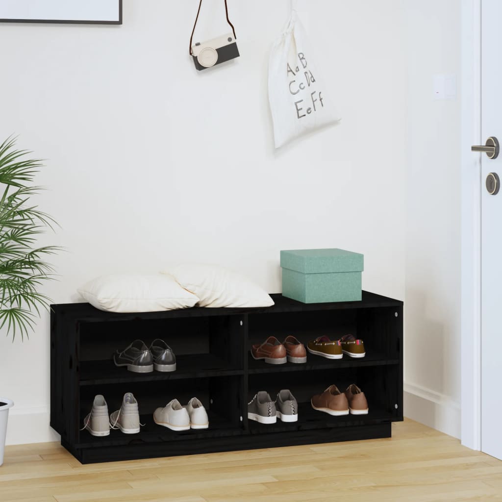 Armoire à chaussures Vidaxl 110x34x45 cm en pin massif noir