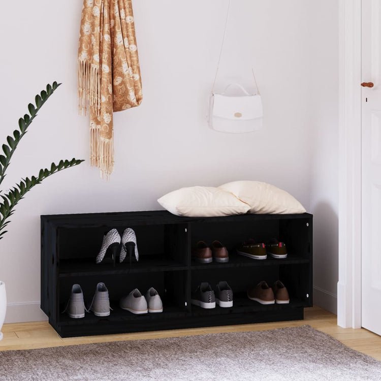 Armoire à chaussures Vidaxl 110x34x45 cm en pin massif noir