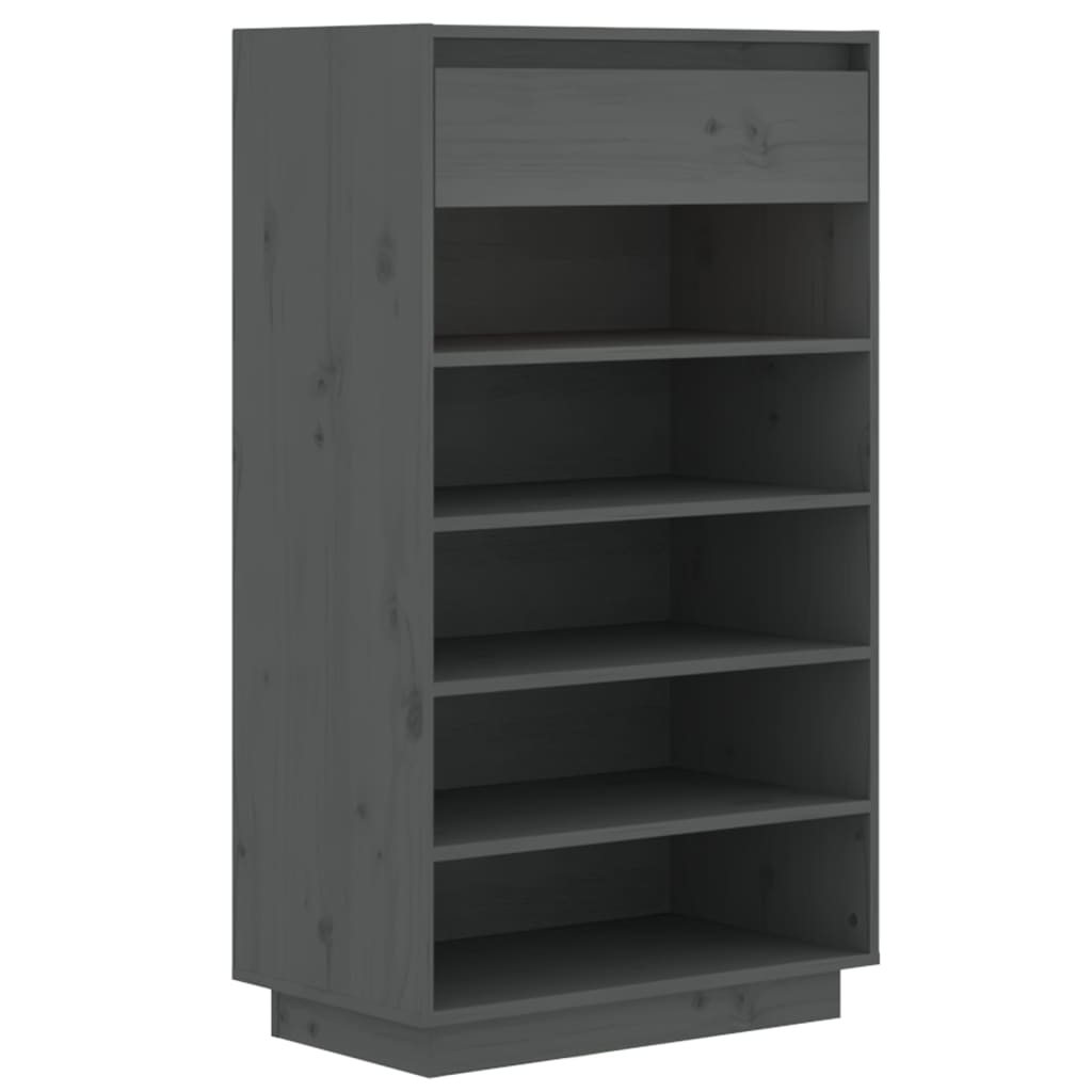 Armoire à chaussures vidaxl 60x34x105 cm en pin massif gris
