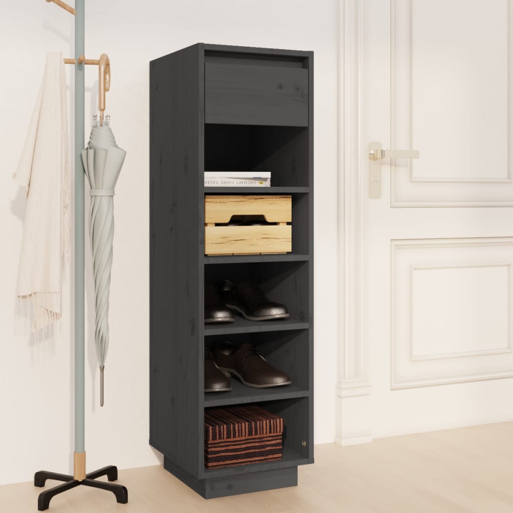 Armoire à chaussures vidaxl 30x34x105 cm en pin massif gris