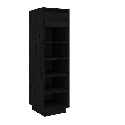Armoire à chaussures vidaxl 30x34x105 cm en pin massif noir