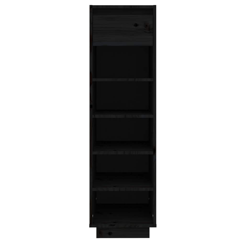 Armoire à chaussures vidaxl 30x34x105 cm en pin massif noir