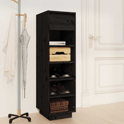 Armoire à chaussures vidaxl 30x34x105 cm en pin massif noir