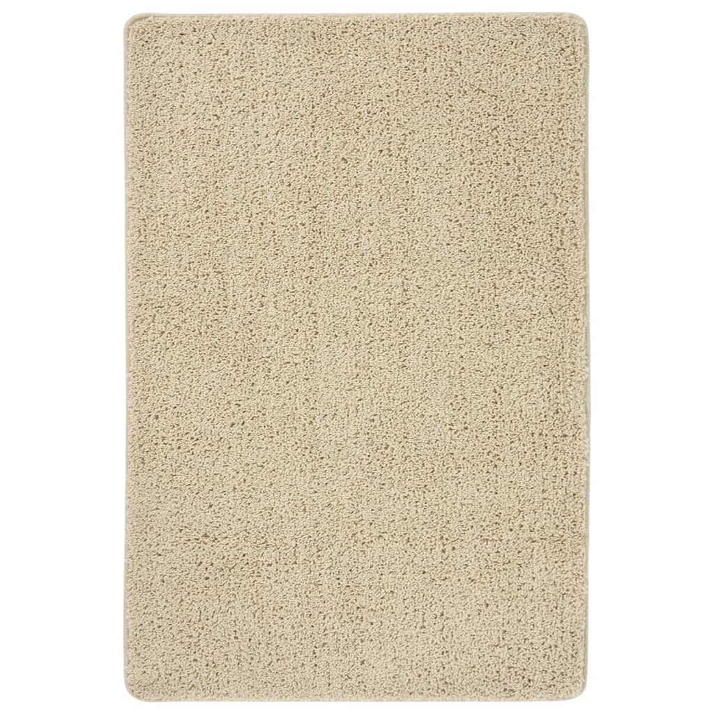 Tapis vidaxl Shaggy Anti-slip 140x200 cm de couleur crème