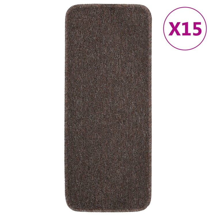 Vidaxl Mat à escalier 15 St anti-glip Rectangulaire 60x25 cm brun