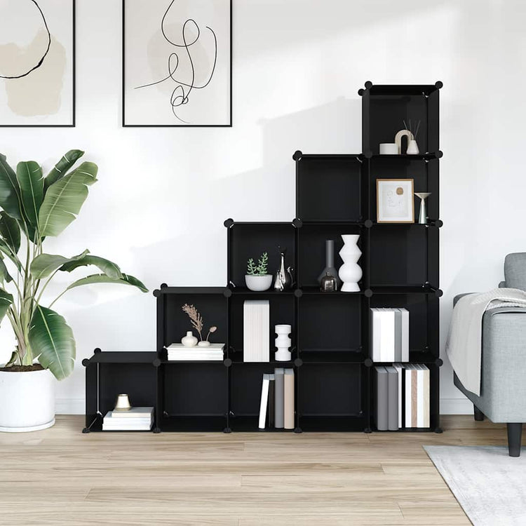 Meubles de stockage vidaxl avec 15 compartiments en polypropène noir