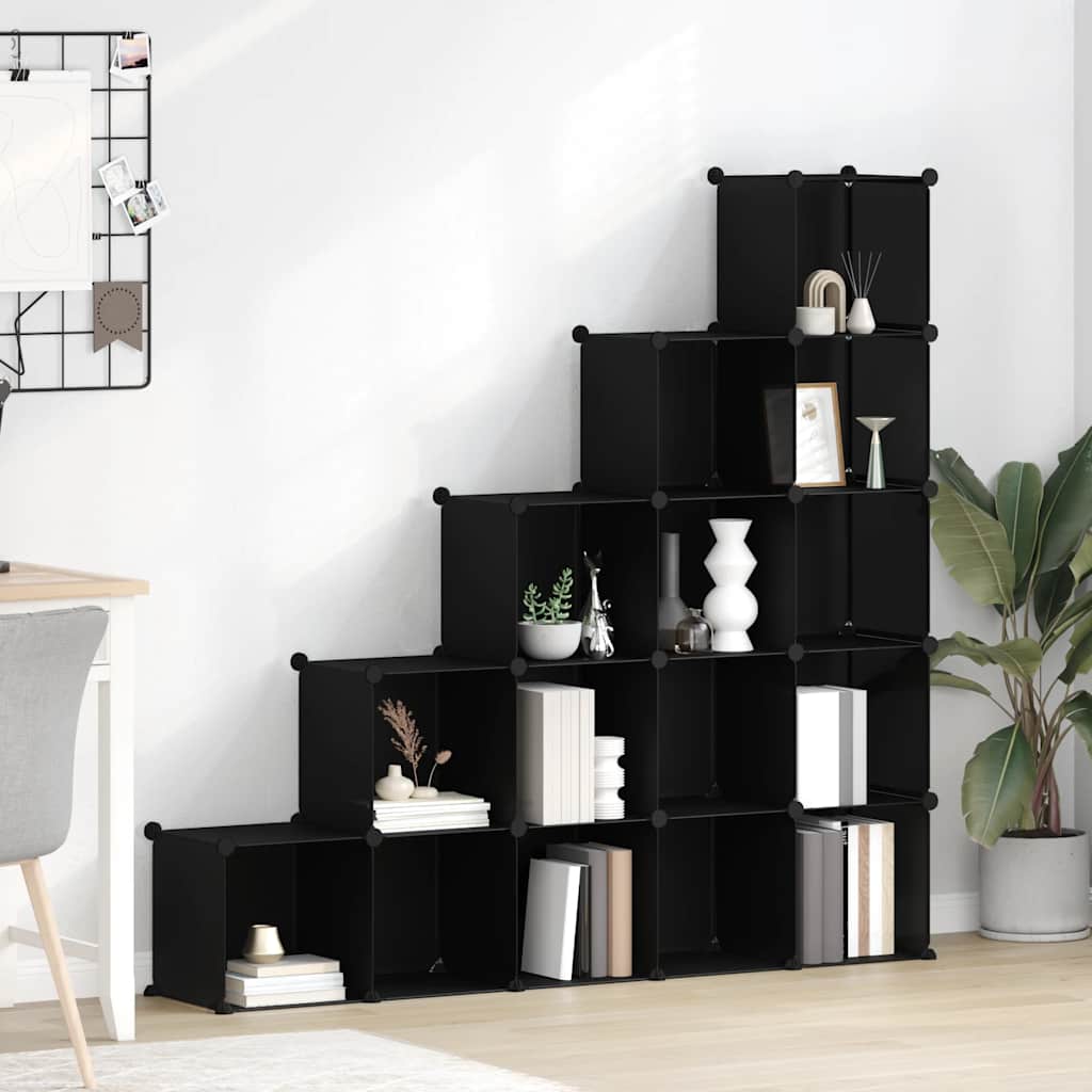Meubles de stockage vidaxl avec 15 compartiments en polypropène noir