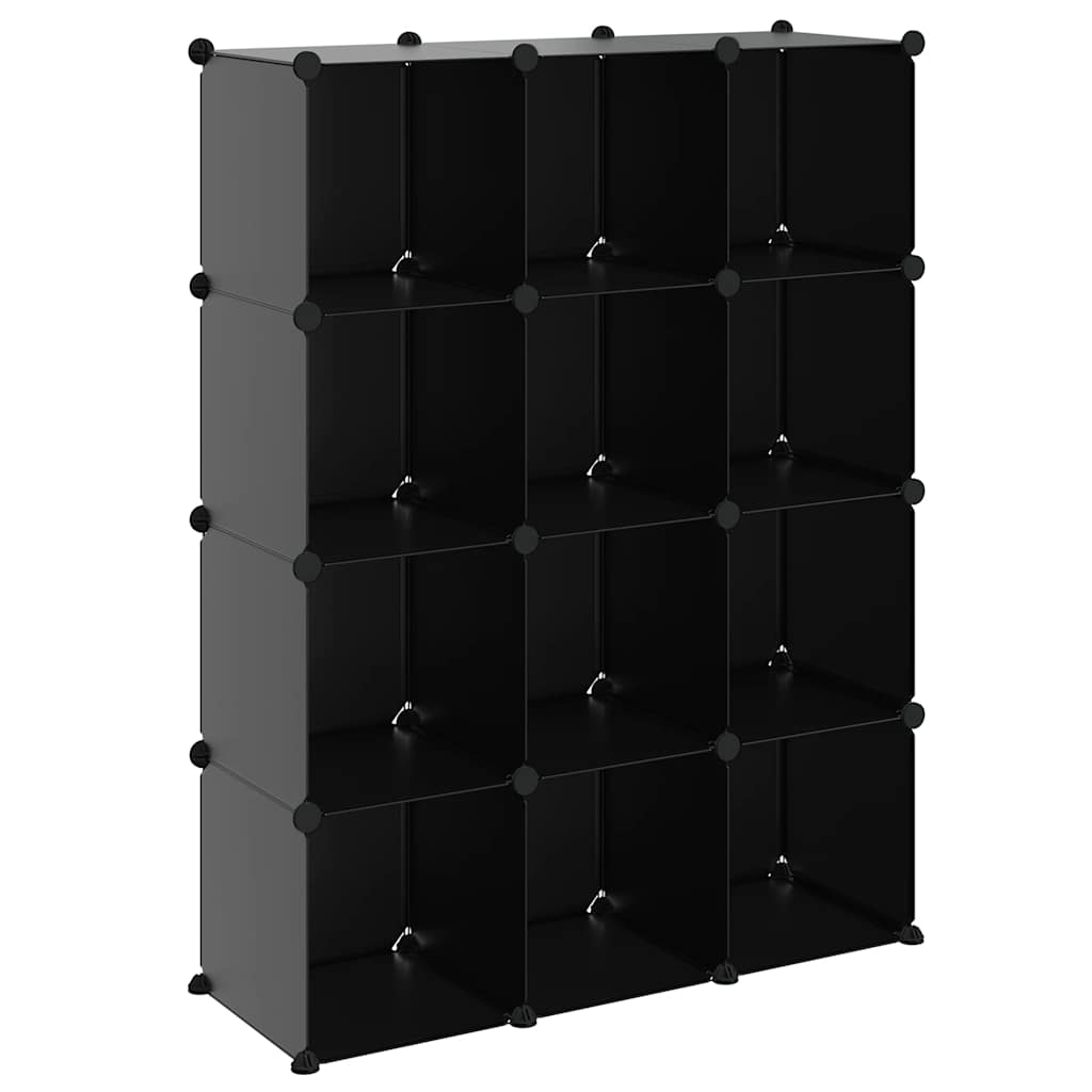 Meubles de stockage vidaxl avec 12 compartiments en polypropène noir
