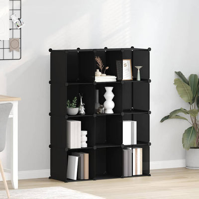 Meubles de stockage vidaxl avec 12 compartiments en polypropène noir