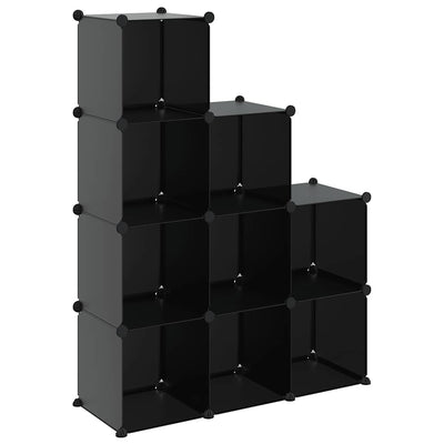 Meubles de stockage vidaxl avec 9 compartiments en polypropène noir