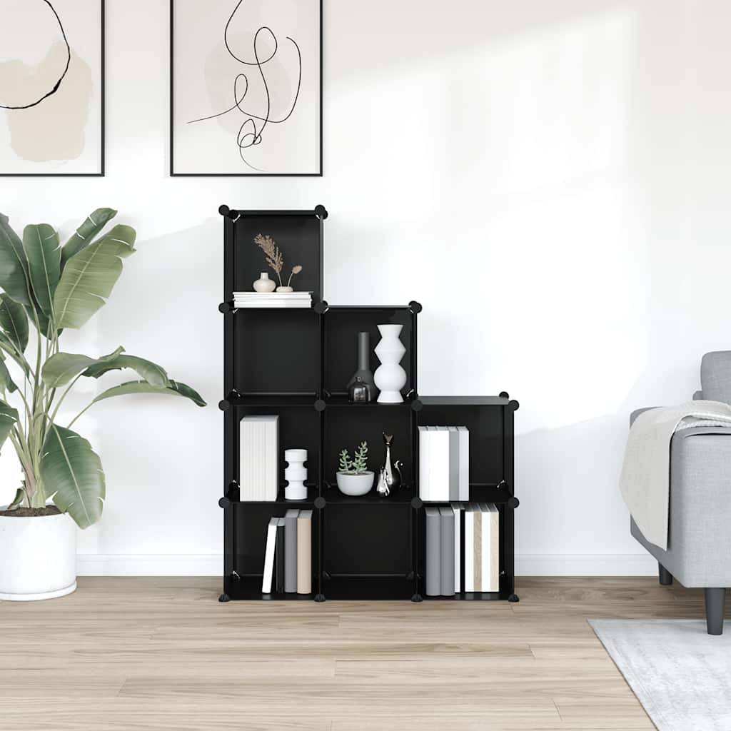 Meubles de stockage vidaxl avec 9 compartiments en polypropène noir