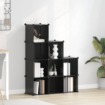 Meubles de stockage vidaxl avec 9 compartiments en polypropène noir