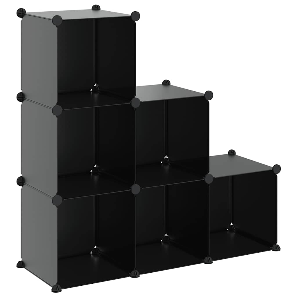 Meubles de stockage vidaxl avec 6 compartiments en polypropène noir