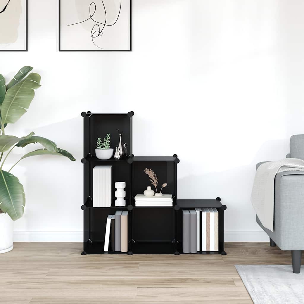 Meubles de stockage vidaxl avec 6 compartiments en polypropène noir