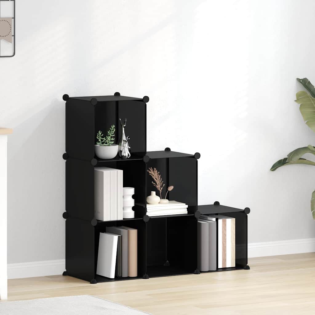 Meubles de stockage vidaxl avec 6 compartiments en polypropène noir