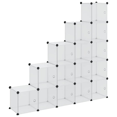Meubles de stockage Vidaxl avec 15 compartiments et portes en polypropène transparent