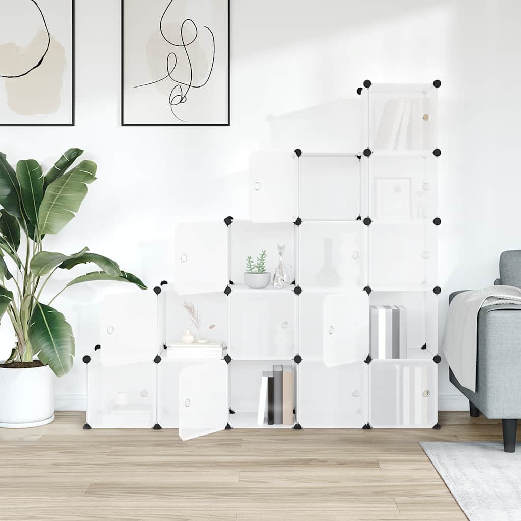 Meubles de stockage Vidaxl avec 15 compartiments et portes en polypropène transparent
