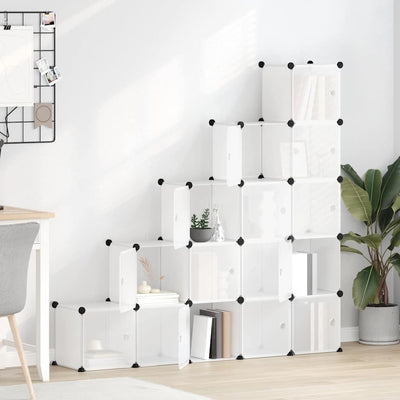 Meubles de stockage Vidaxl avec 15 compartiments et portes en polypropène transparent