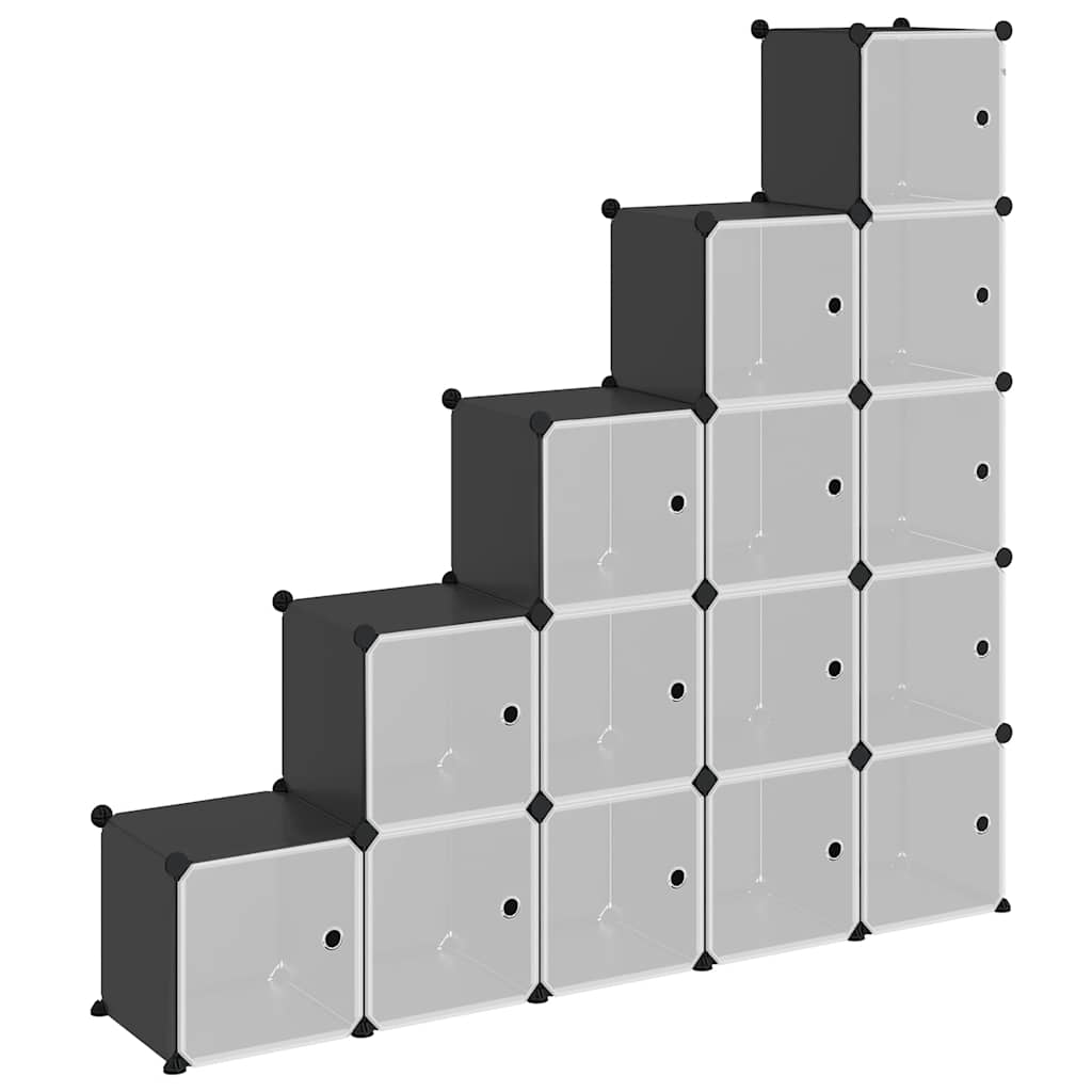 Meubles de stockage Vidaxl avec 15 compartiments et portes en polypropène noir