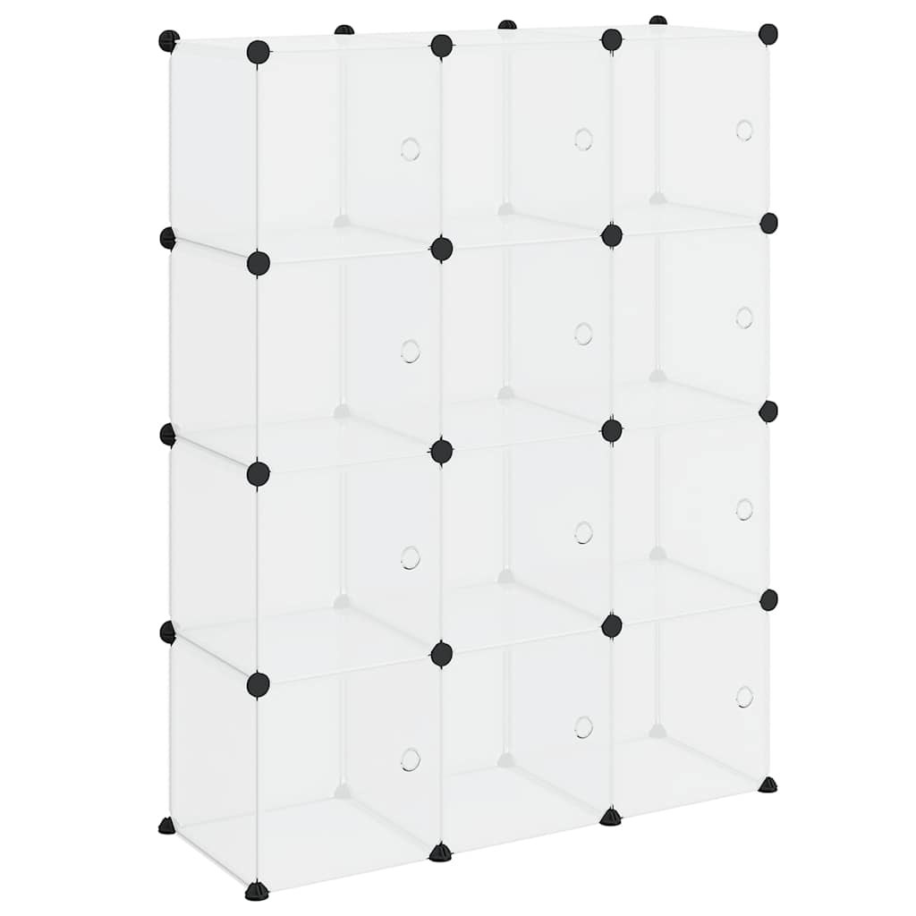 Meubles de stockage Vidaxl avec 12 compartiments et portes en polypropène transparent