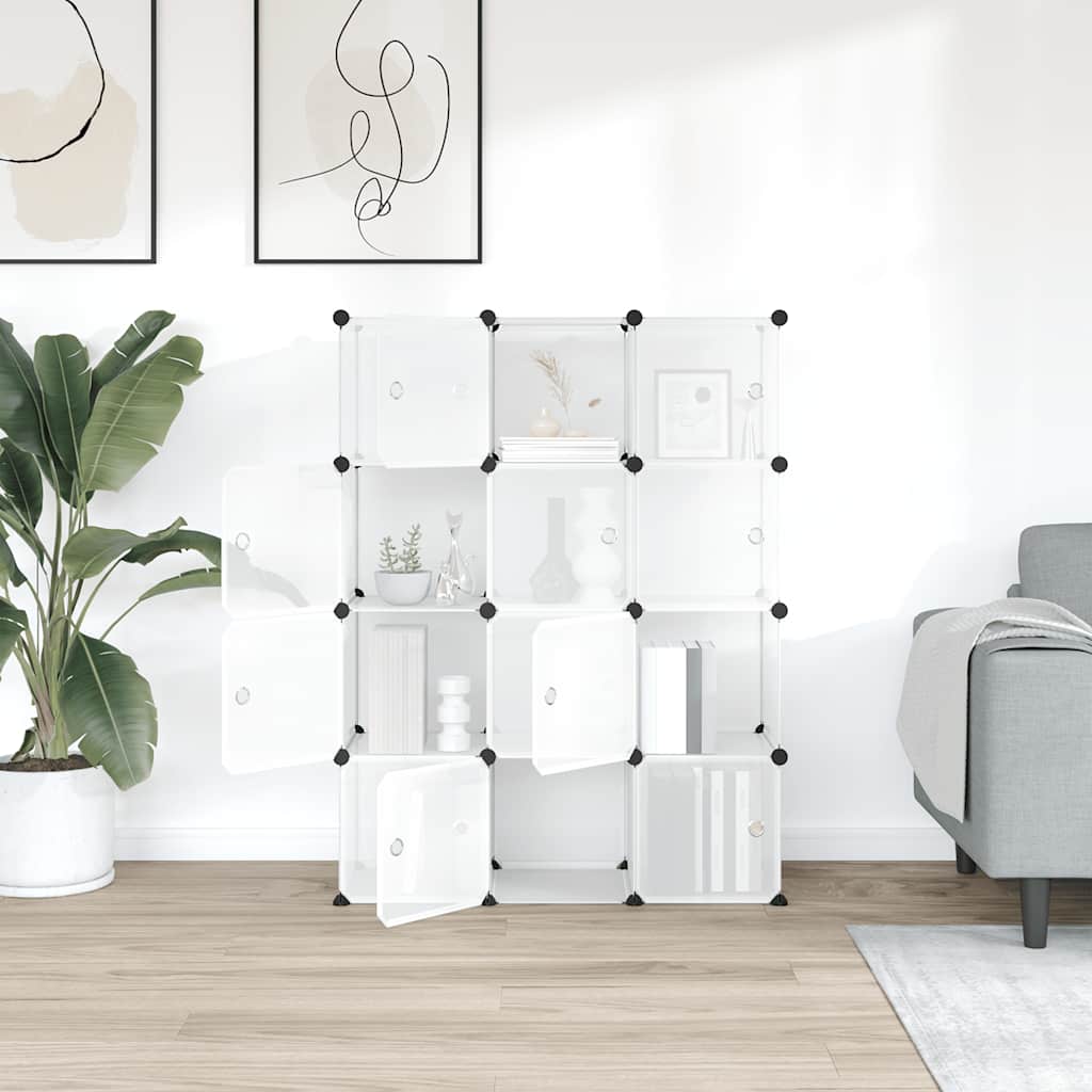 Meubles de stockage Vidaxl avec 12 compartiments et portes en polypropène transparent