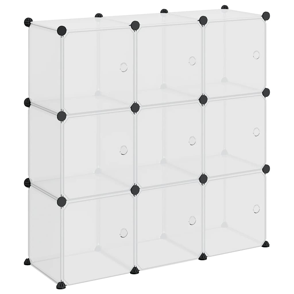 Meubles de stockage Vidaxl avec 9 compartiments et portes en polypropène transparent