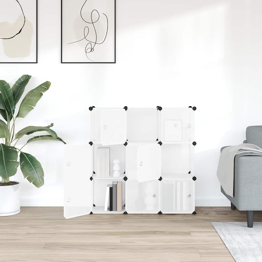 Meubles de stockage Vidaxl avec 9 compartiments et portes en polypropène transparent