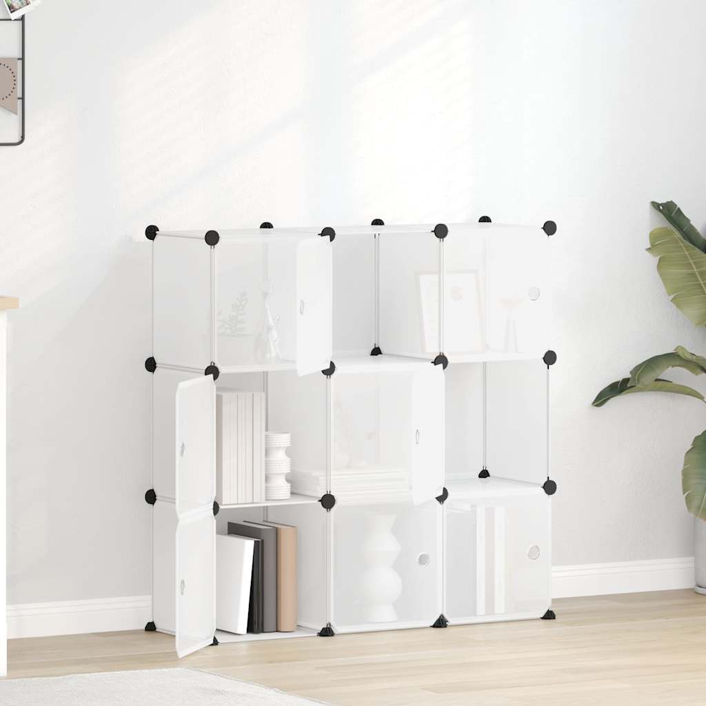Meubles de stockage Vidaxl avec 9 compartiments et portes en polypropène transparent
