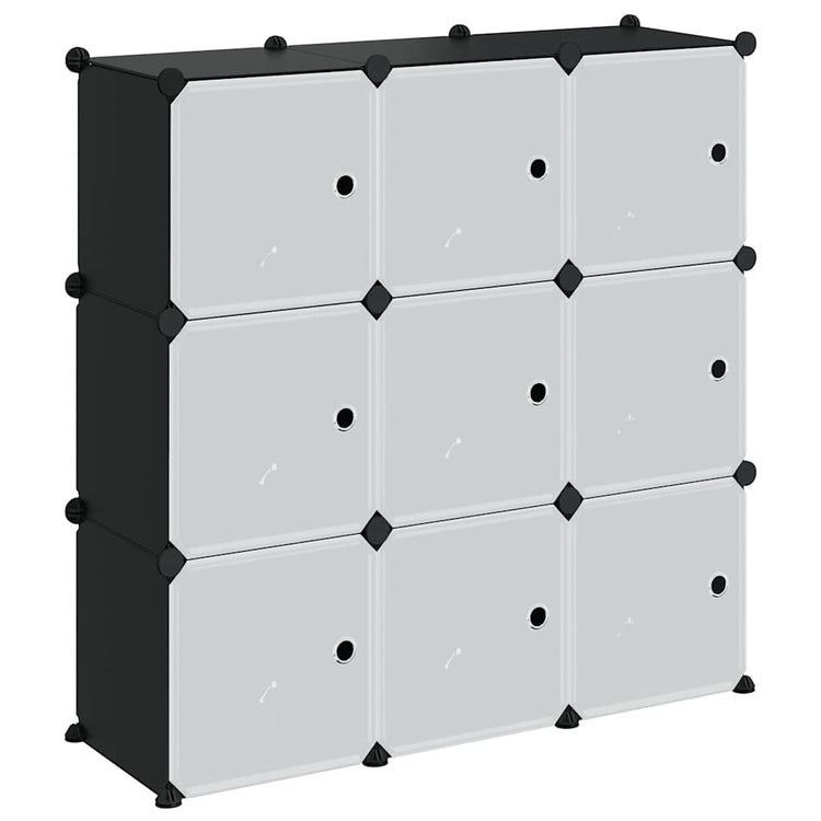 Meubles de stockage Vidaxl avec 9 compartiments et portes en polypropène noir