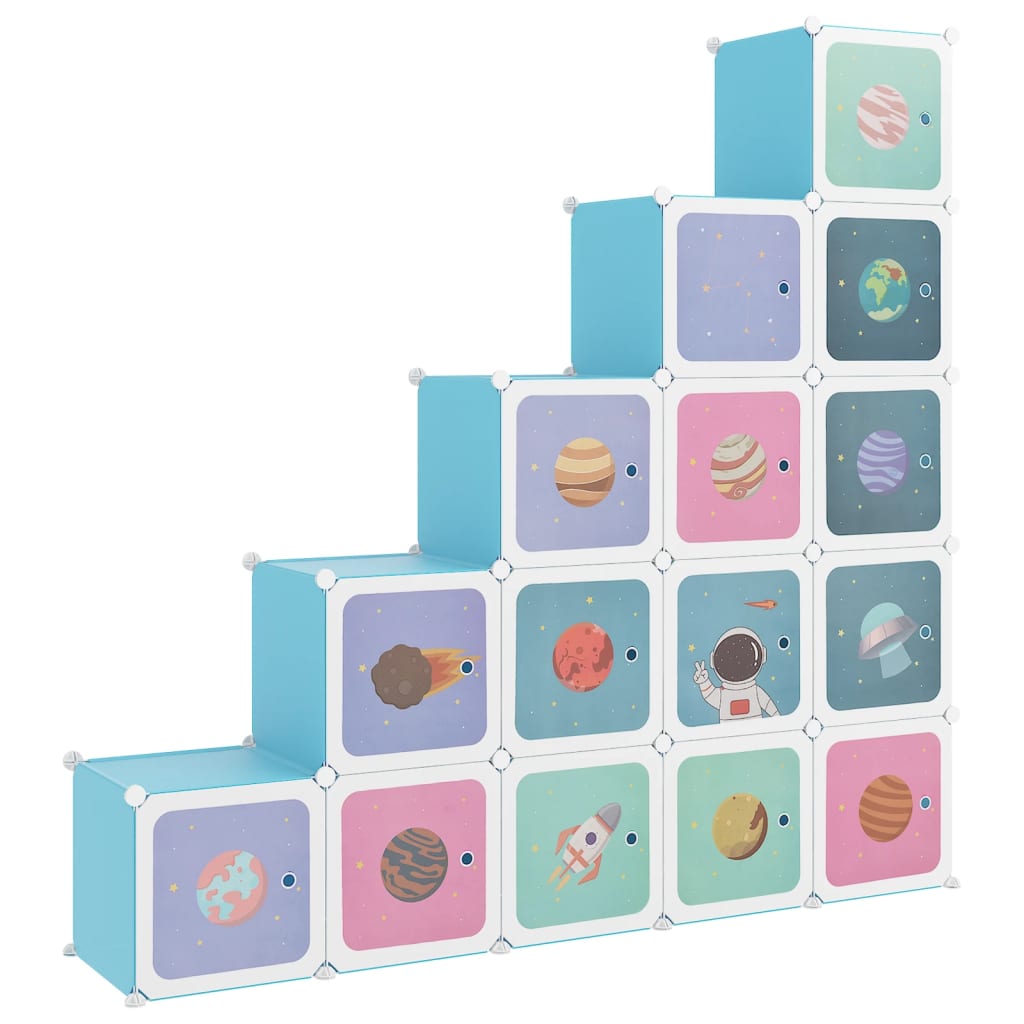 Vidaxl Meubles de stockage pour enfants avec 15 cours en bleu polypropène
