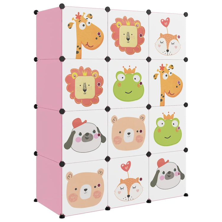 Meubles de stockage pour enfants Vidaxl avec 12 compartiments en rose polypropène