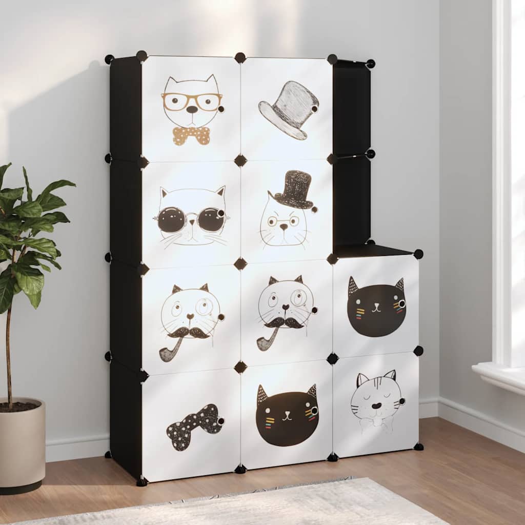 Vidaxl Meubles de stockage pour enfants avec 10 compartiments en polypropène noir