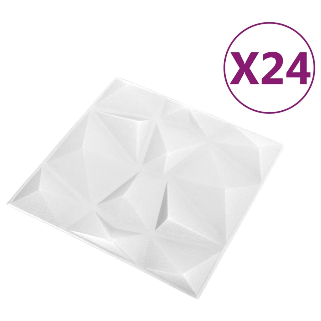 Vidaxl 24 stage de mur 3d 6 m² 50x50 cm Diamond blanc