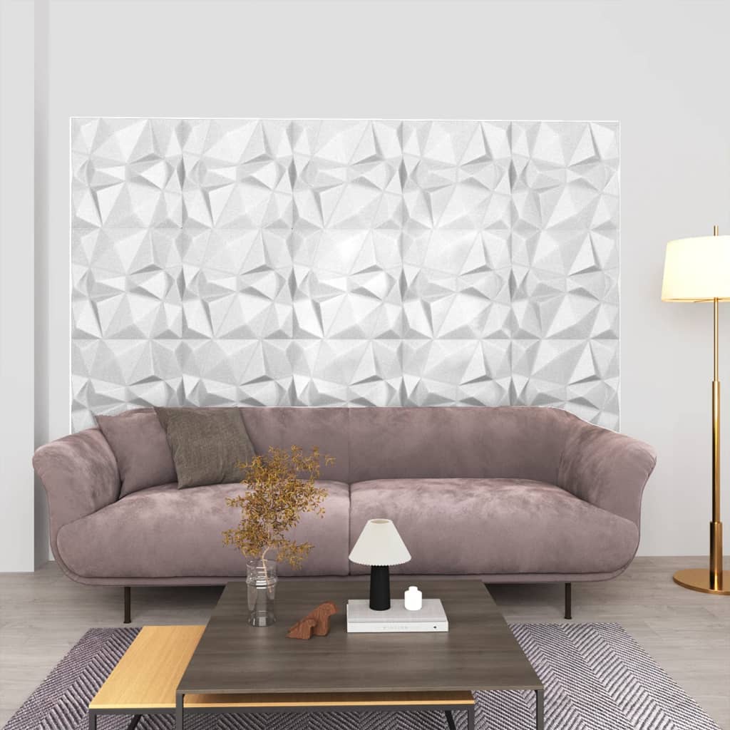 Vidaxl 24 stage de mur 3d 6 m² 50x50 cm Diamond blanc