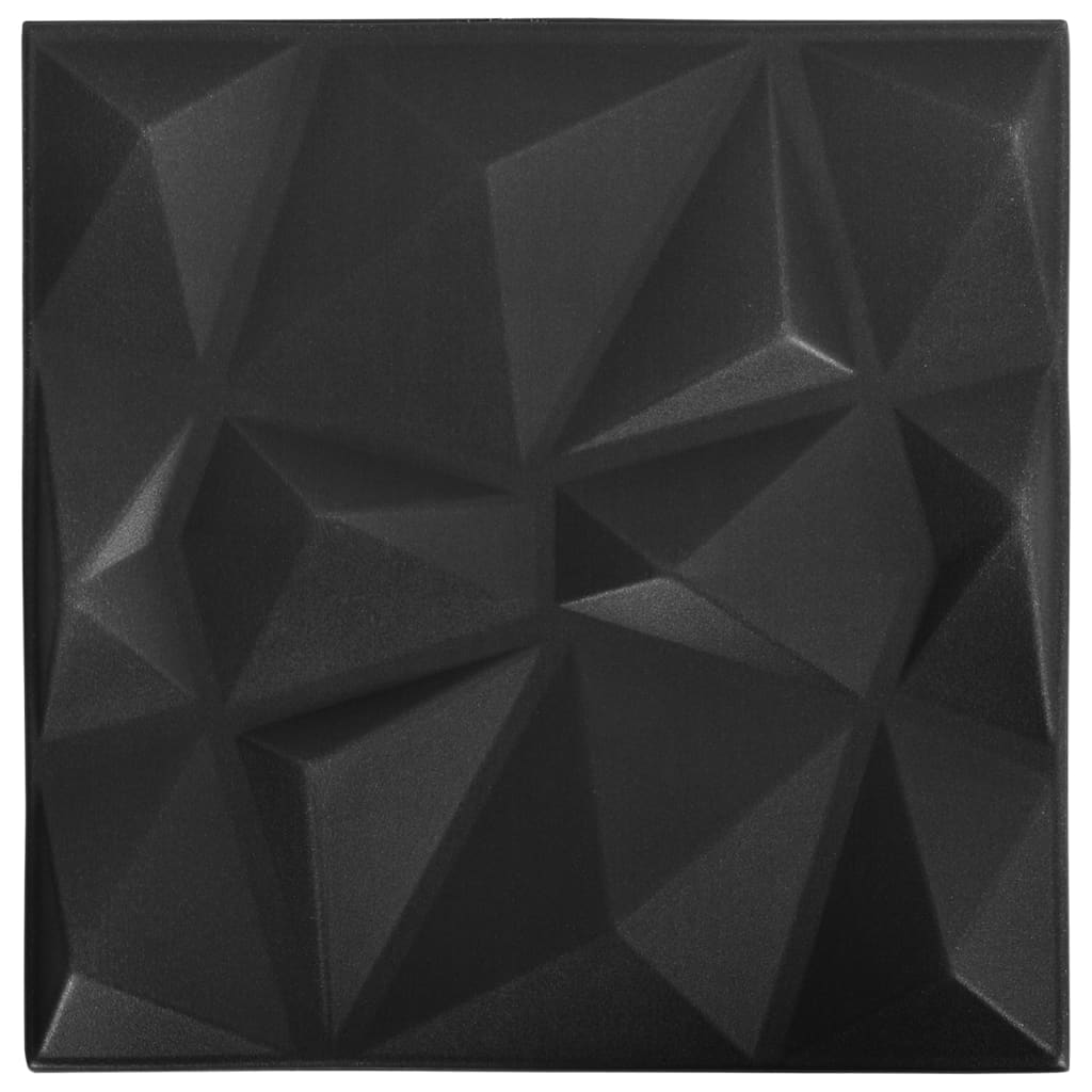 Vidaxl 48 panneaux muraux 3d 12 m² 50x50 cm Diamond noir