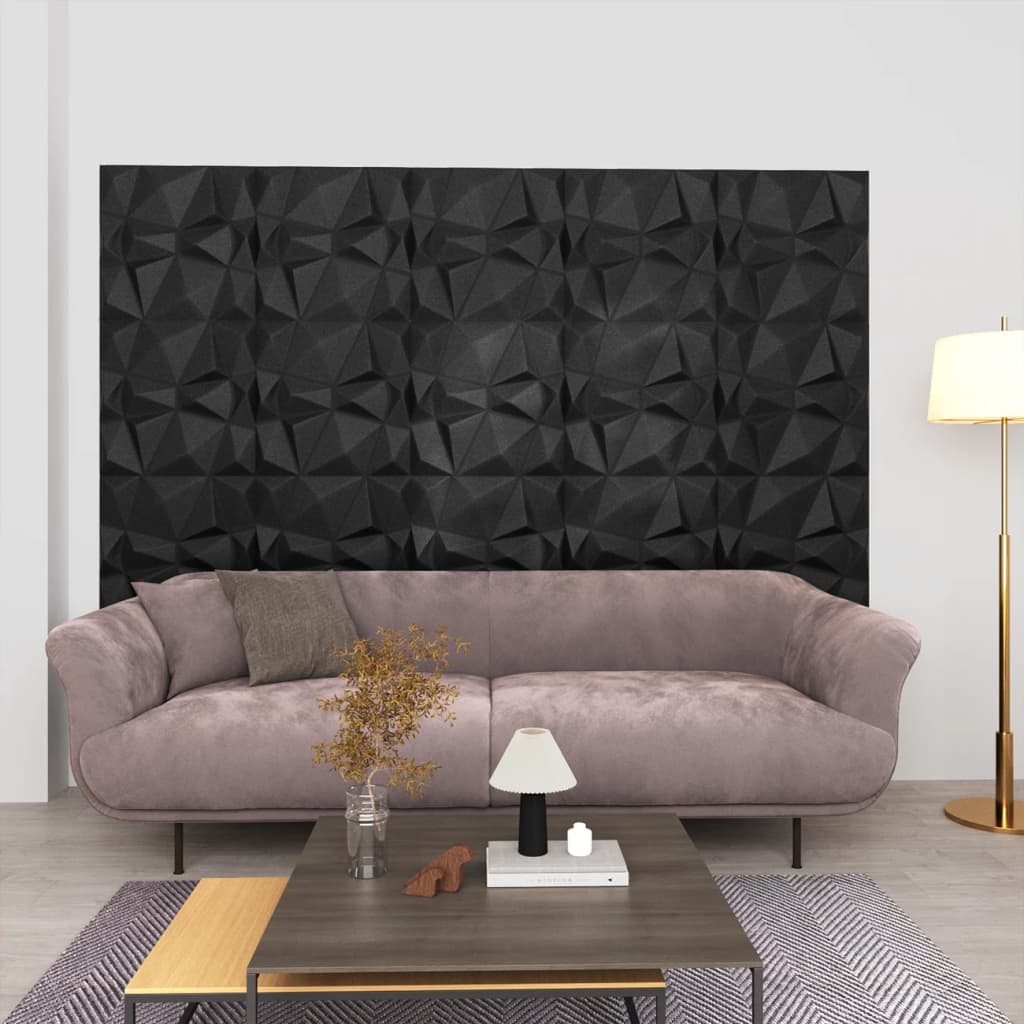 Vidaxl 48 panneaux muraux 3d 12 m² 50x50 cm Diamond noir