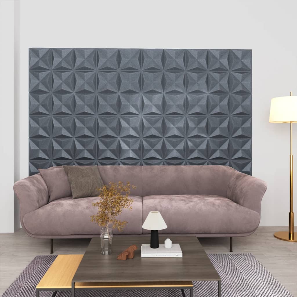 Vidaxl 24 stage de mur 3d origami 6 m² 50x50 cm gris