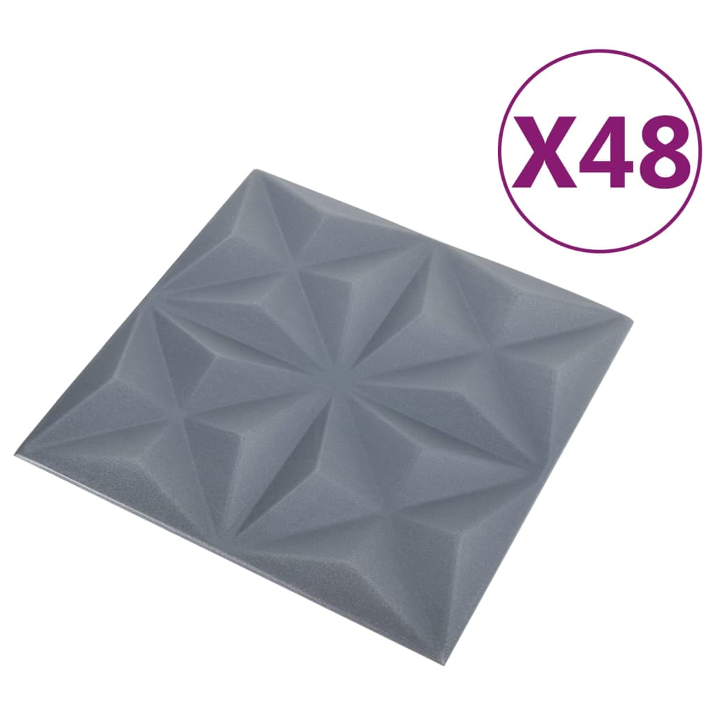 Vidaxl 48 St Panneaux muraux 3D Origami 12 m² 50x50 cm Gray