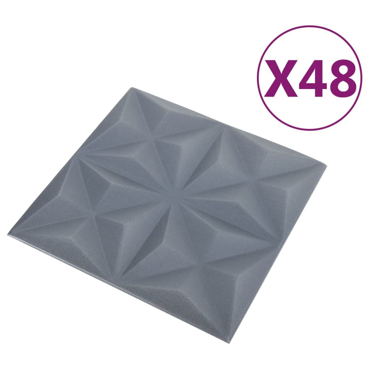 Vidaxl 48 St Panneaux muraux 3D Origami 12 m² 50x50 cm Gray