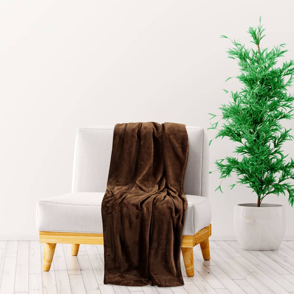 Couverture vidaxl 130x170 cm en polyester brun cacao