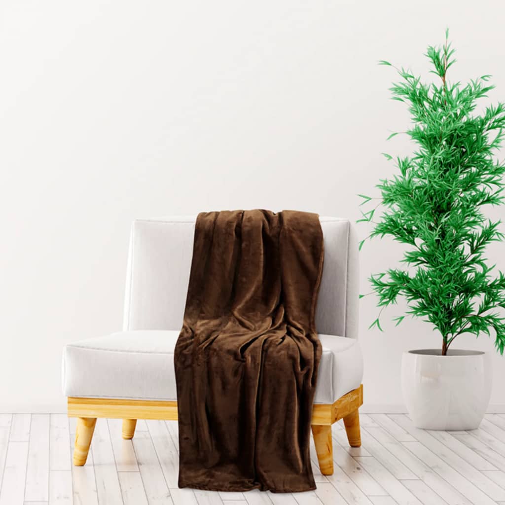 Couverture vidaxl 150x200 cm en polyester brun cacao
