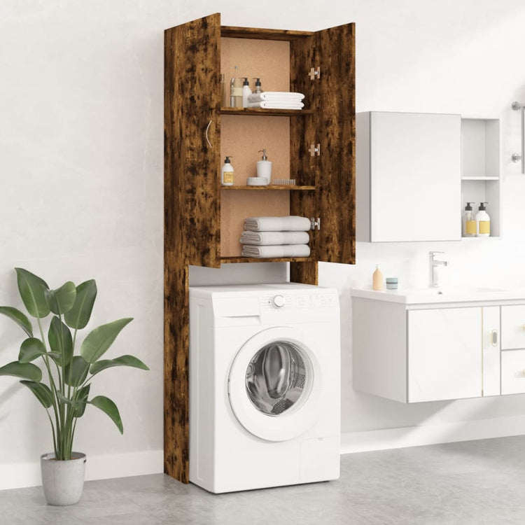 Armoire de machine à laver Vidaxl 64x25.5x190 cm coloré en chêne fumé